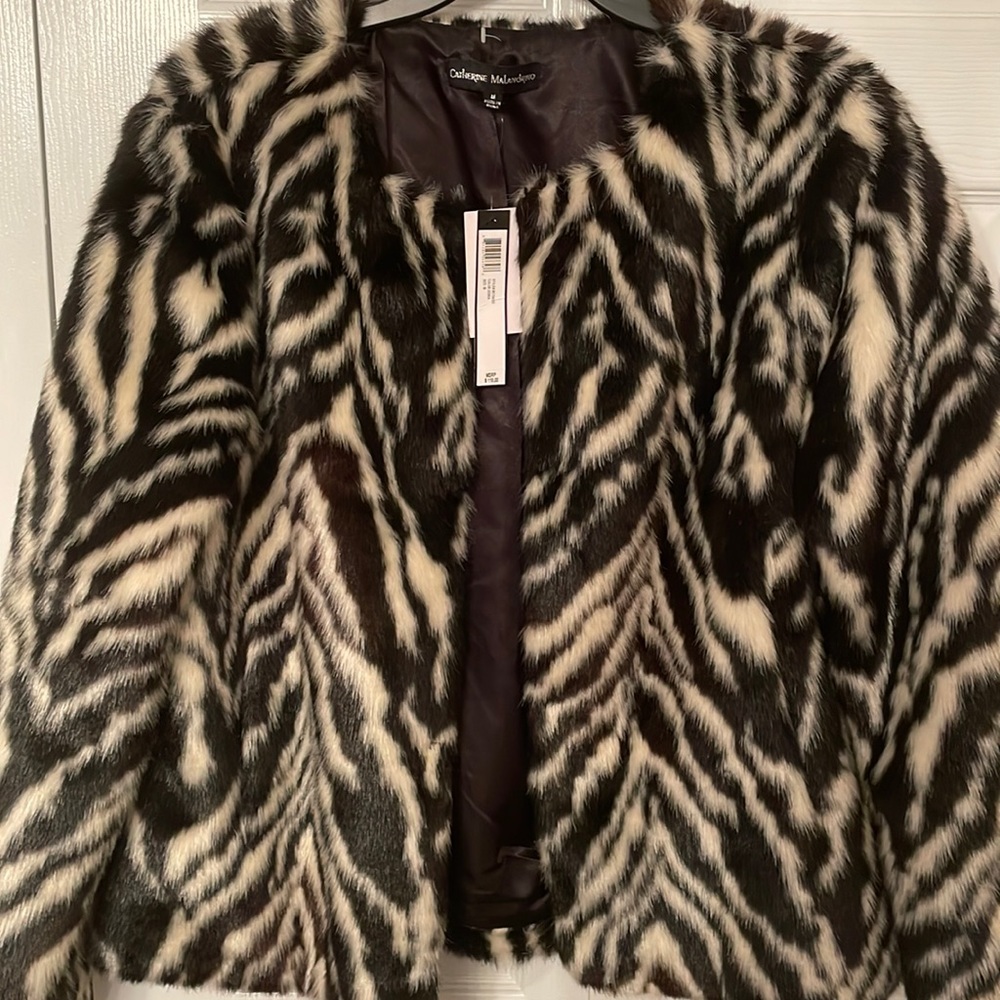 Catherine Malandrino zebra pattern faux fur jacket